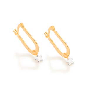 Brinco argola oval com estrela em rhodium Rommanel
