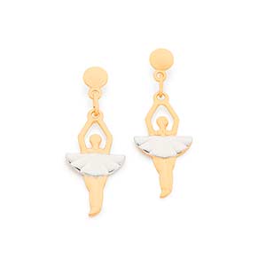 Brinco bailarina com aplicação de rhodium na saia Rommanel