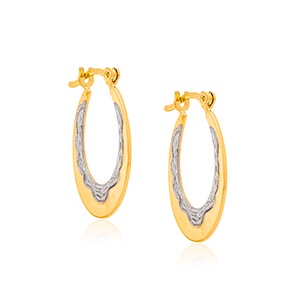 Brinco meia argola oval em rhodium Rommanel