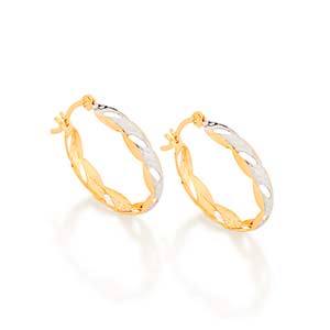 Brinco argola com laterais onduladas em rhodium 2,6 cm Rommanel