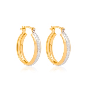 Brinco argola trabalhada com rhodium Rommanel