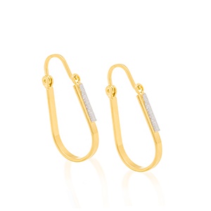 Brinco Argola Oval Com Detalhes Em Rhodium Rommanel
