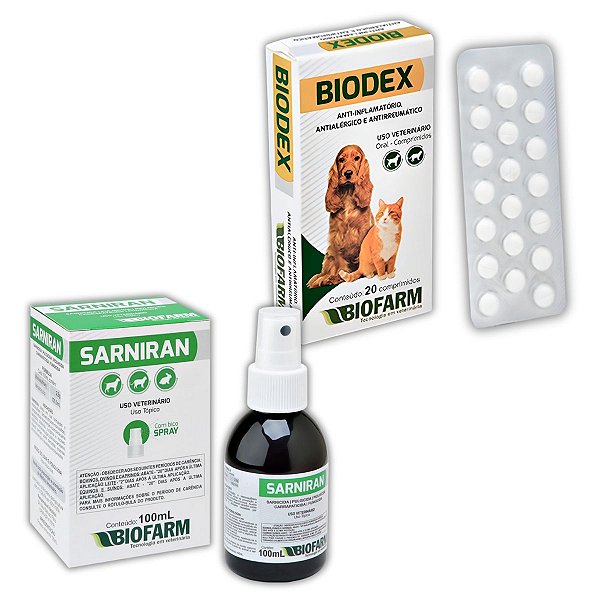 Kit Biodex E Sarniran Anti-inflamatório Para Cães e Gatos - Biofarm
