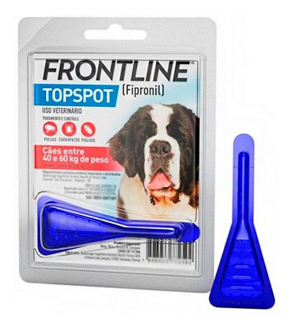 Antipulgas E Carrapatos Frontline Topspot Remédio Medicamento Pipeta Aplicável Cães 40 A 60kg Pet