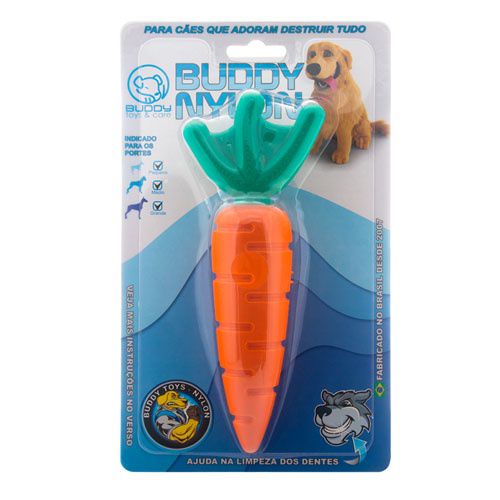 Brinquedo Mordedor Cenoura Buddy Nylon Resistente para Cães Buddy Toys