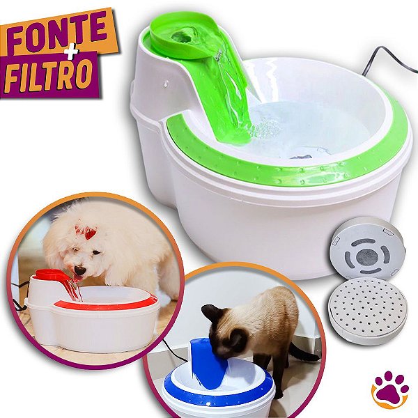 Bebedouro Colours para Cachorros e Gatos Com Filtro -2 Litros - Petlon