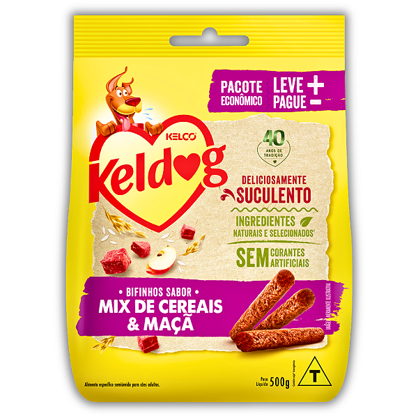 Petisco Bifinho Keldog Criadores Sabor Mix de Cereais e Maçã para Cães 500g - Kelco
