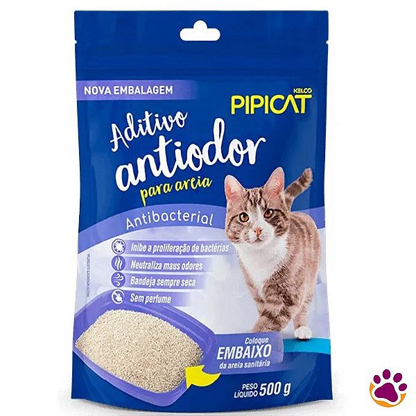 Aditivo Antiodor para Areia Sanitária Higiênica Pipicat Antibacterial para Gatos - 500g - Kelco