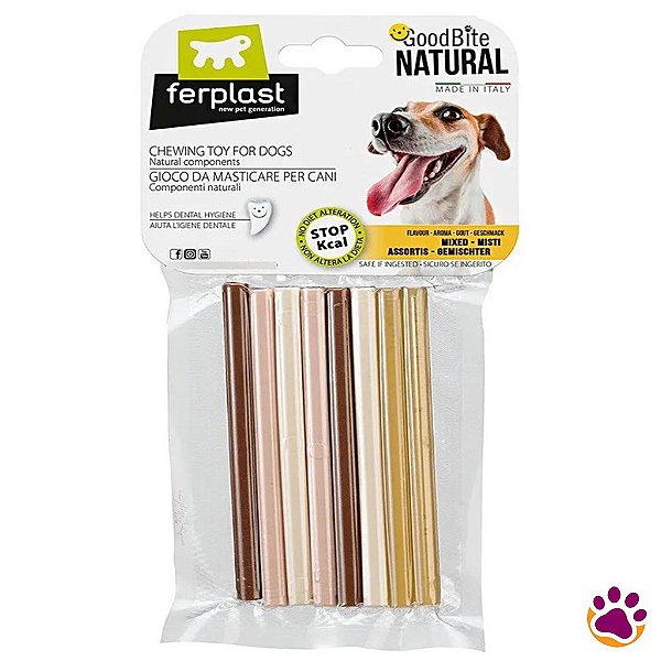 Brinquedo Mastigável GoodBite Natural Osso Palito para Cães - Sabores Mistos - 8 Unidades - Ferplast