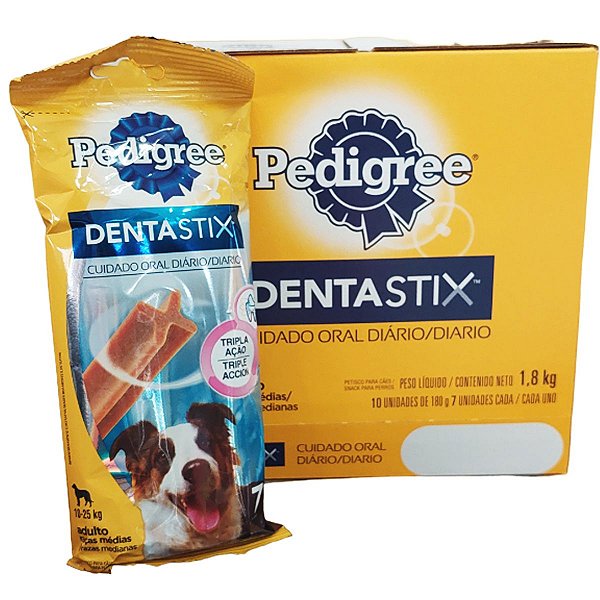 Petisco Dentastix® Cuidado Oral 180g para Cães - Caixa Fechada 10 Pacotes - Raças Médias - Pedigree