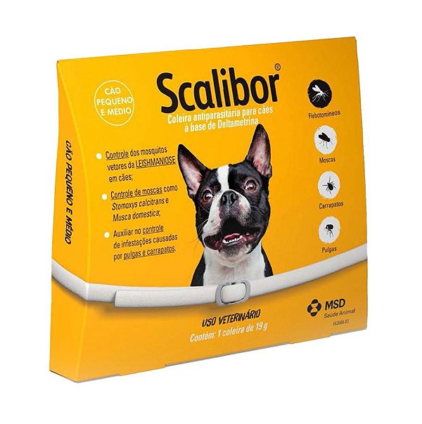 Coleira Scalibor Pequena/Média 48cm 19g Leishmaniose Antipulgas e Carrapatos MSD Saúde Animal