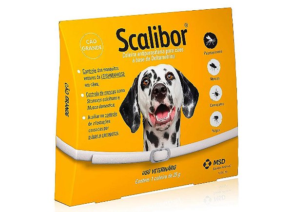 Coleira Scalibor Para Cães Grandes 65cm 25g Leishmaniose Antipulgas e Carrapatos MSD Saúde Animal