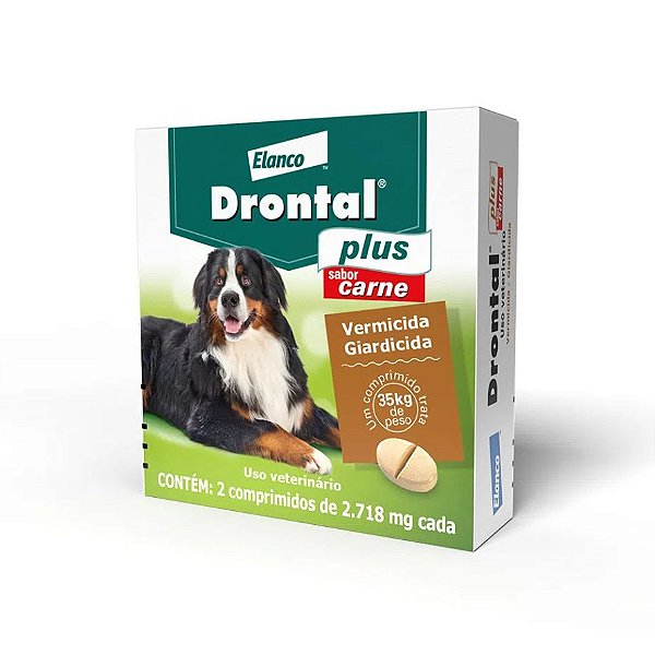 Vermífugo Drontal Plus para Cães até 35kg Sabor Carne com 2 Comprimidos Elanco