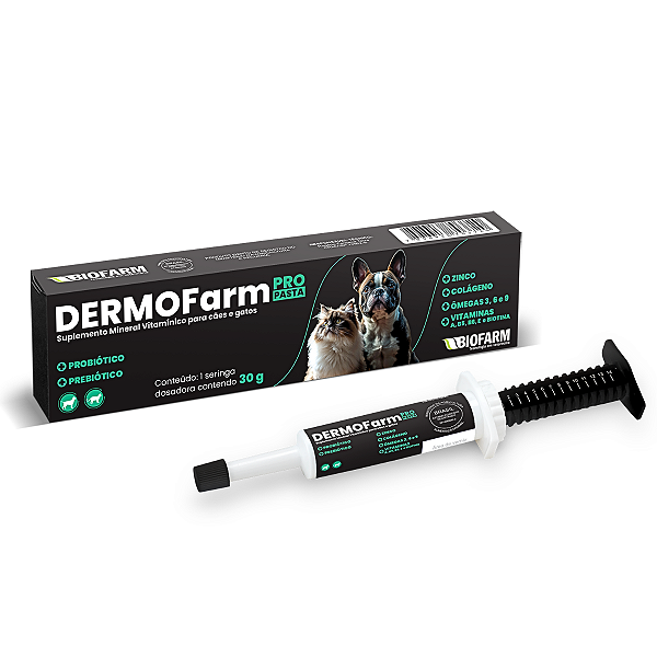 Suplemento Mineral Vitamínico DERMOFarm Pro Pasta com Dosador para Cães e Gatos - 30g - Biofarm