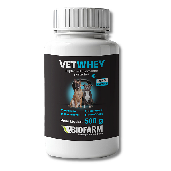 Suplemento Alimentar VETWHEY em Pó com Probiótico Prebiótico e Proteínas para Cães 500g - Biofarm
