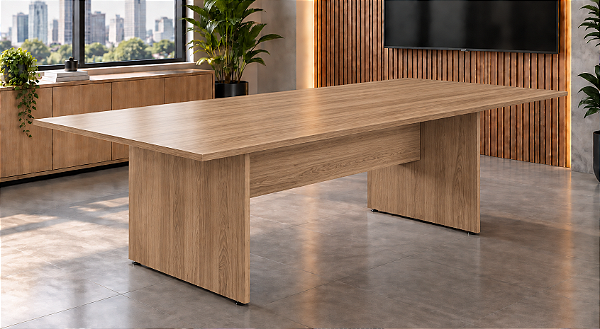 Mesa Sala de Reunião Retangular 2,20 x 0,90 x 0,75 m 40 mm Escritório Corporativo