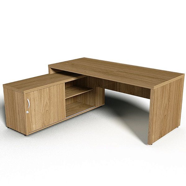 Mesa em L Escritório Diretoria Home Office Armário 1,60 M 36 Mm