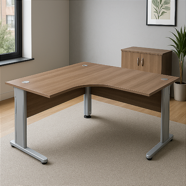 Mesa L Delta Escritório 1,70 X 1,70 M 25 Mm Home Office