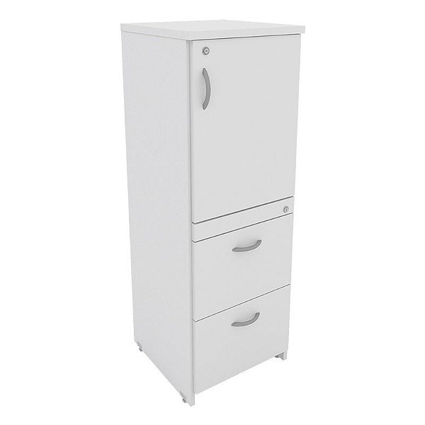 Armário Arquivo Misto 1 Porta 2 Gavetas P/ Pasta Suspensa Escritório Home Office 25 mm