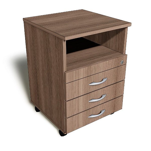 Gaveteiro Volante Porquinho 3 Gavetas + Vão Chave 18 mm Home Office Escritório