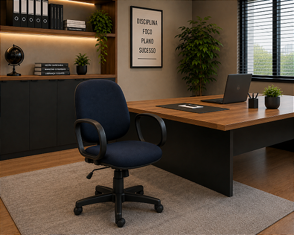 Cadeira Para Escritório Diretor Giratória Home Office Relax Braços Fixos