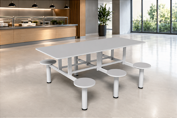 Mesa para Refeitório 6 Lugares Bancos Fixos 1,80 m