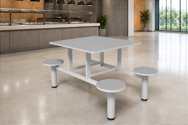 Mesa para Refeitório 4 Lugares Bancos Fixos 1,20 m