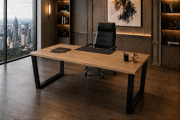 Mesa Escritório Diretoria Executiva Reta 1,60 x 0,80 x 0,75 m 36 mm Home Office