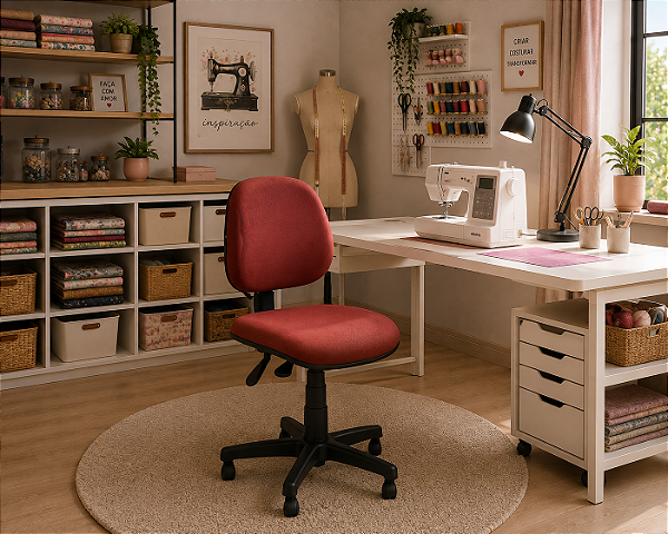 Cadeira para Costureira Executiva Ergonômica Giratória Sapatas