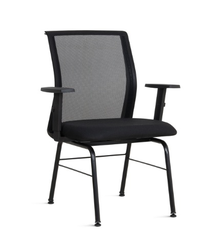 Cadeira Escritório Fixa Executiva Pop Braços Reguláveis 4 Pés Encosto Tela Reunião