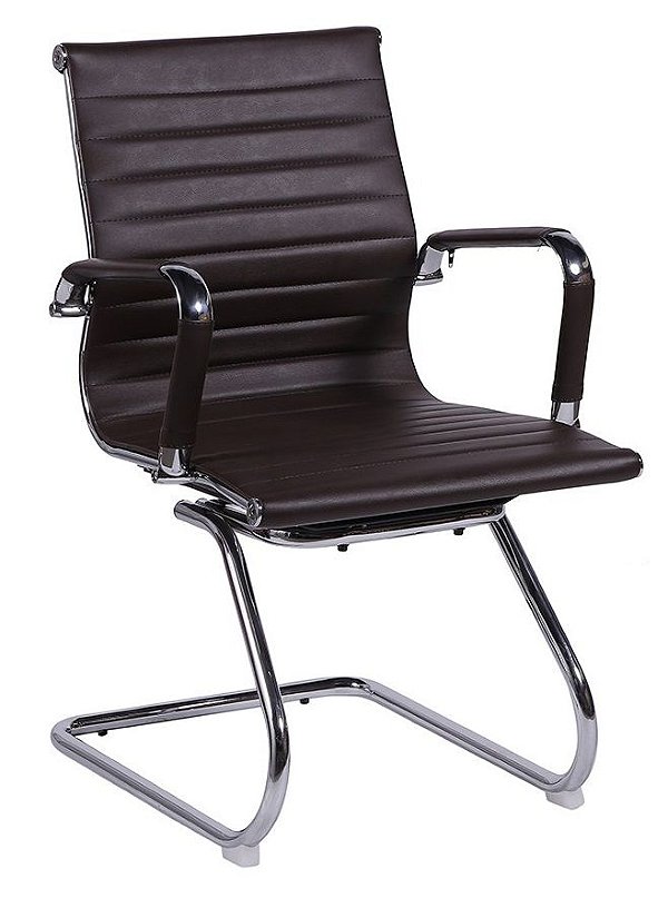 Cadeira Escritório Diretor Fixa Esteirinha Braços Fixos Cromado Home Office