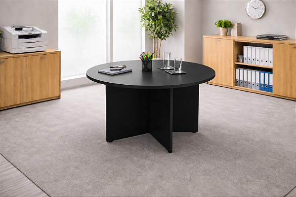 Mesa Reunião Estritório Redonda Pé Painel 18 mm 1,20 x 0,75 m