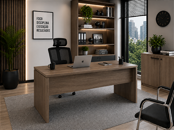 Mesa Reta Escritório 1,35 x 0,60 m 40 mm Corporativa Home Office Escrivaninha