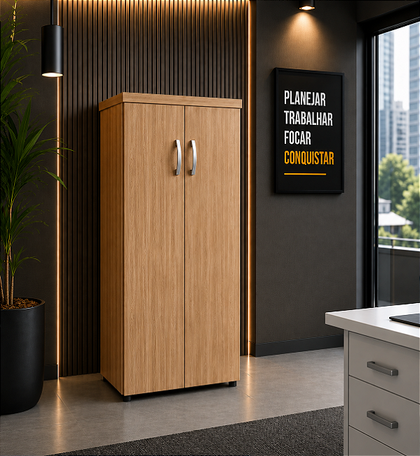 Armário Alto 2 Portas Escritório Chave 40 mm 1,60 x 0,40 m Home Office Corporativo