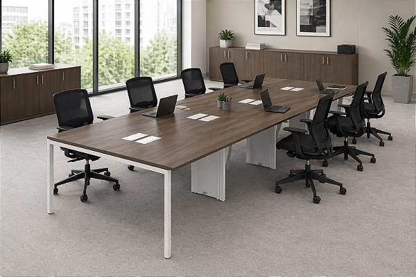 Plataforma de Trabalho 8 Lugares 25 mm 6,40 x 1,20 m Estação Caixa de Tomada