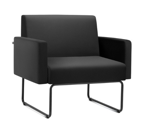 Poltrona Sofá Berlin Com Braços Design Base em Aço Recepção Escritório Corporativo Sala de Espera Modular