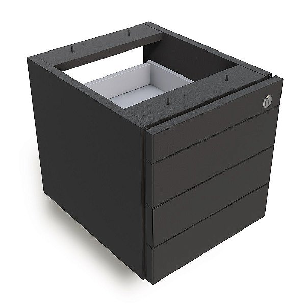 Gaveteiro fixo 3 Gavetas c/ Chave 18 mm com Puxador Embutido