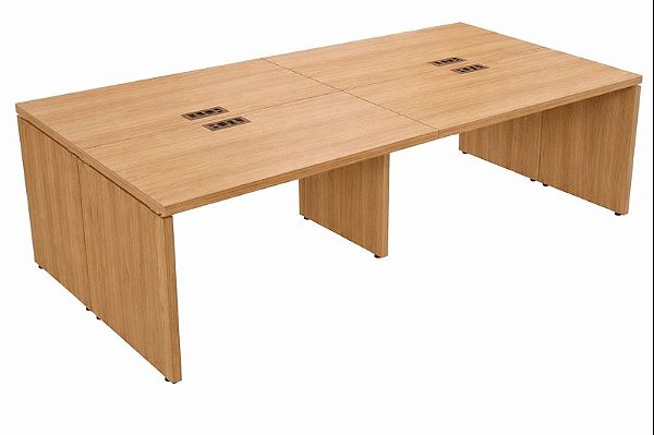 Plataforma de Trabalho 4 Lugares Pé Painel 2,00 x 1,20 m 40 mm Corporativa Com Caixa de Tomada