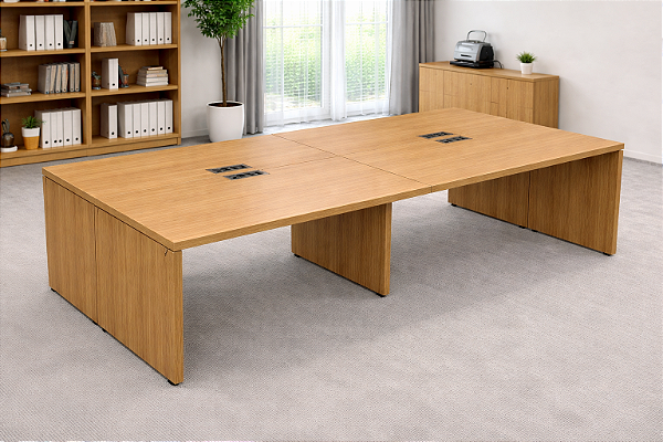 Plataforma de Trabalho 4 Lugares Pé Painel 2,00 x 1,20 m 40 mm Corporativa Com Caixa de Tomada