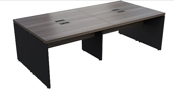 Plataforma de Trabalho 4 Lugares Pé Painel 2,40 x 1,20 m 40 mm Corporativa Com Caixa de Tomada