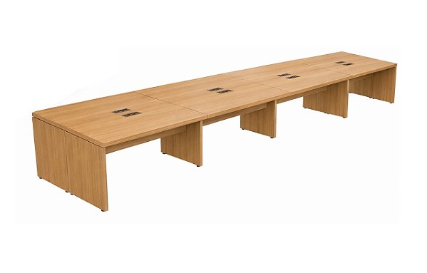 Plataforma de Trabalho 8 Lugares Pé Painel 4,00 x 1,20 m 40 mm Corporativa Com Caixa de Tomada