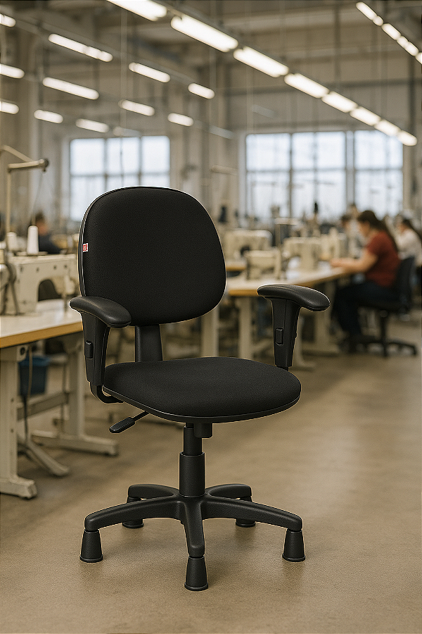 Cadeira para Costureira Executiva Ergonômica Braços Reguláveis Giratória Sapatas