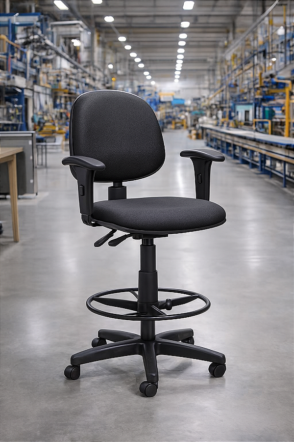 Cadeira Caixa Alta Executiva Ergonômica Aro Back System Braço Regulável Supermercado Padaria Recepção