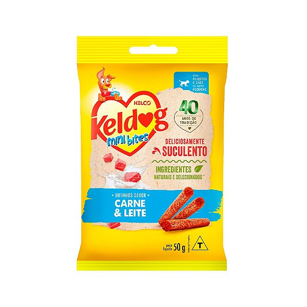 Bifinho Keldog Mini Bites Carne e Leite para Cães 50g