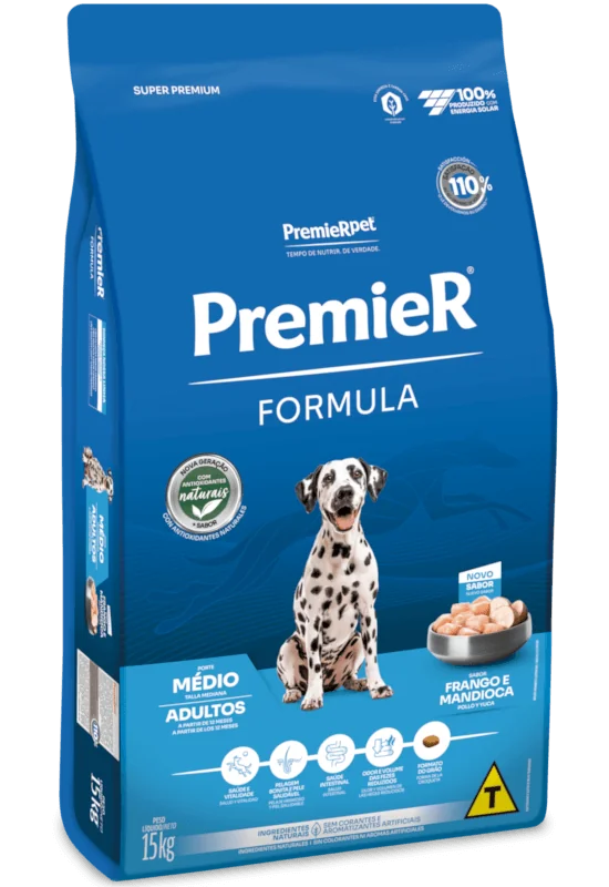 Ração Premier Fórmula para Cães Adultos de Raças Médias Sabor Frango