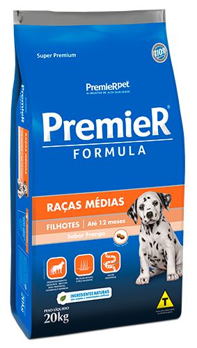 Ração Premier Filhotes Raças Médias para Cães Sabor Frango - 20kg