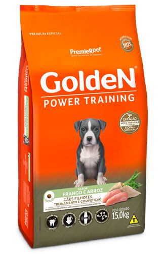 Ração Seca Golden Fórmula Power Training Cães Filhotes sabor Frango e Arroz 15kg