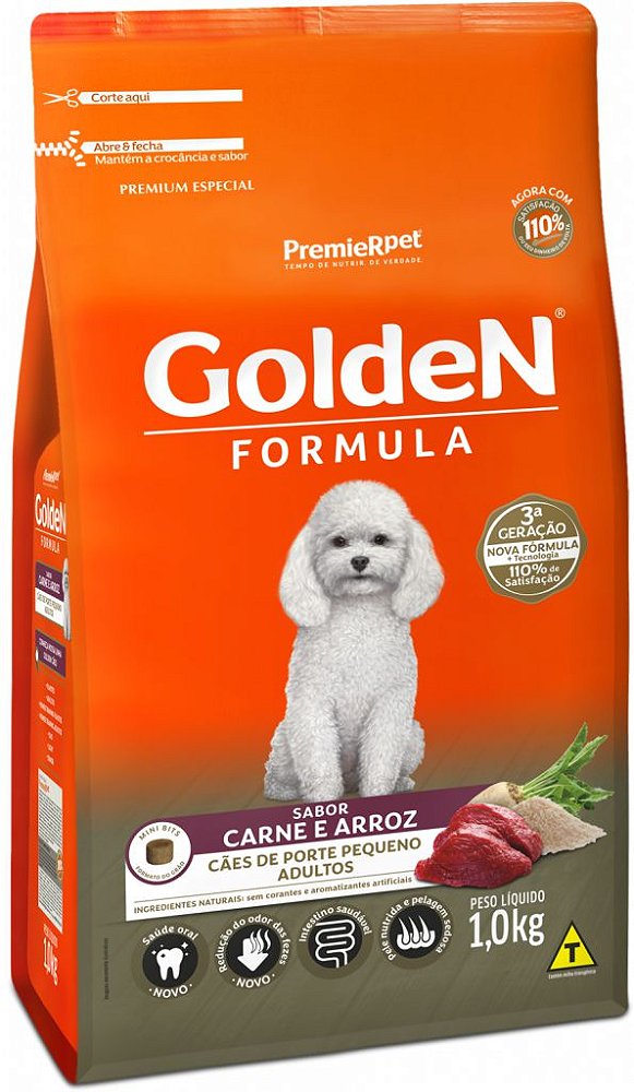 Ração Seca Golden Fórmula Cães Adultos Porte Pequeno sabor Carne e Arroz