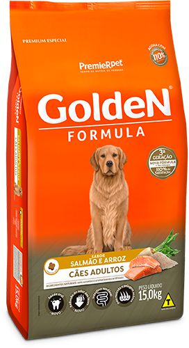 Ração Seca Golden Fórmula Cães Adultos sabor Salmão e Arroz