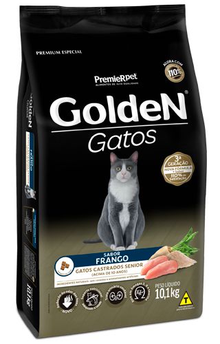 Ração Seca Golden Gatos Castrados Sênior sabor Frango